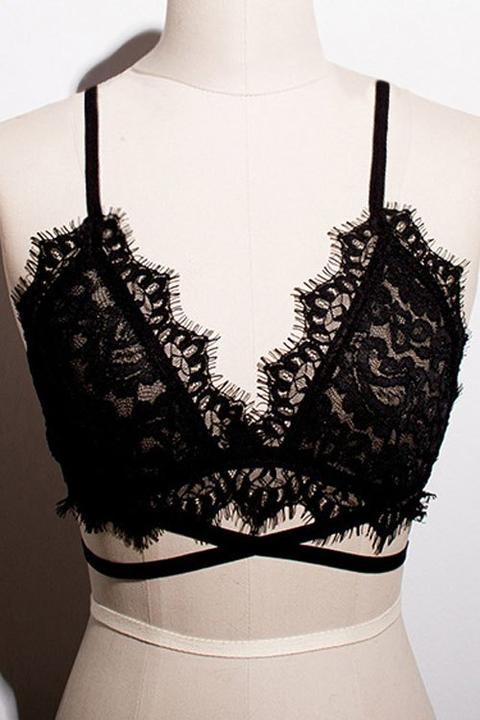 Black Lace Cami Cross Tube Top