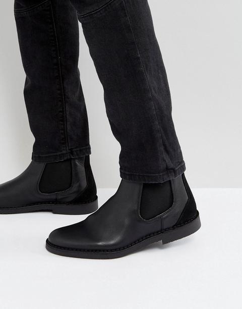 Selected Homme Royce Leather Chelsea Boots In Black