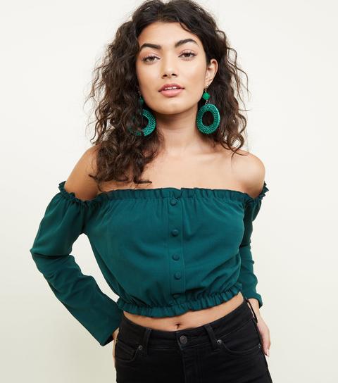 dark green bardot top