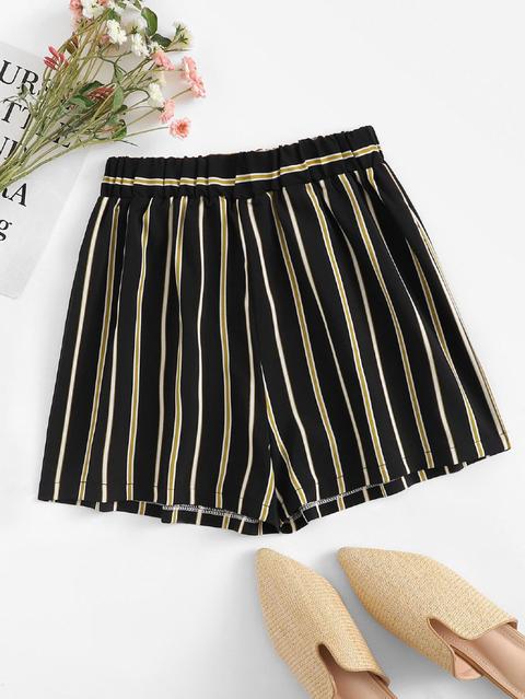 Shorts De Rayas De Cintura Elástica