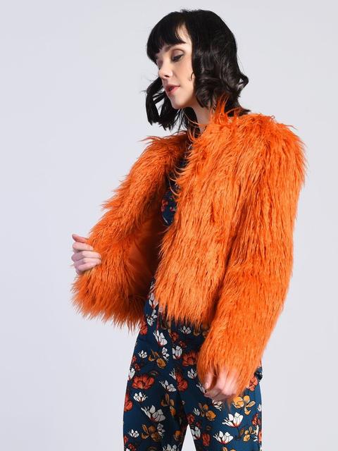 Orange Faux Fur Coat