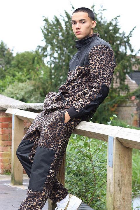 Vans Leopard Print Fleece Trousers - Assorted S At Urban Outfitters