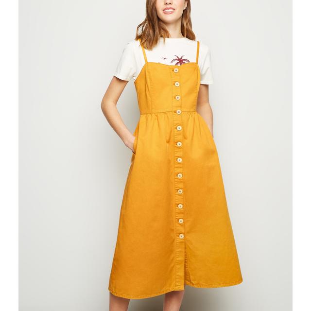 new look mustard midi dress