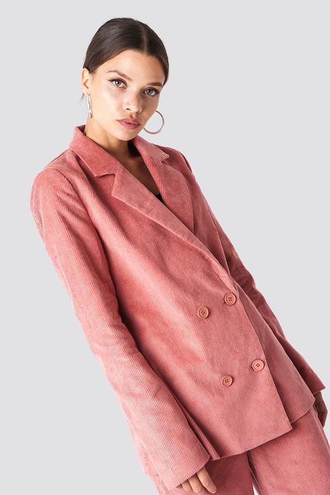 Na-kd Classic Double Breasted Corduroy Blazer - Pink
