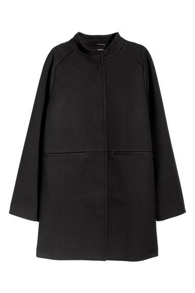 H & M - Cappotto Corto In Misto Lana - Nero