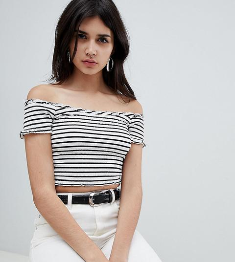 New Look Stripe Shirred Bardot Top