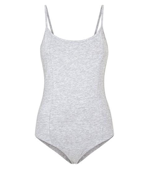 Grey Marl Panelled Strappy Bodysuit New Look