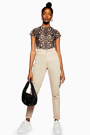 Sandfarbene Mom Jeans