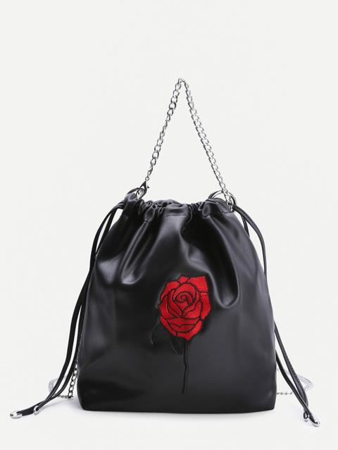 Black Rose Ricamo Coulisse Bag Benna