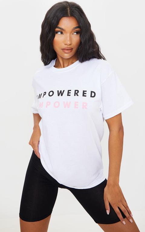 White Printed Empowered T Shirt