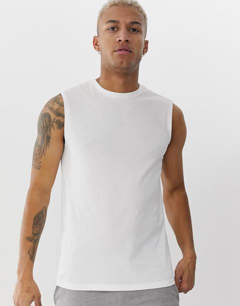 Camiseta Sin Mangas De Tejido Orgánico En Blanco De Asos Design