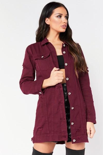 Chyna Wine Oversized Denim Jacket