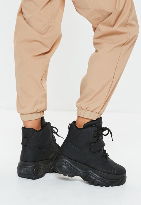 Black chunky cheap trainer boots