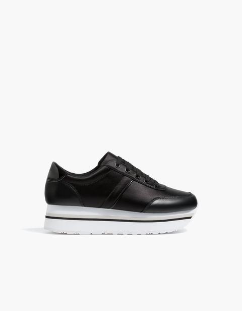 Sneaker Nera Combinata Zeppa Nero