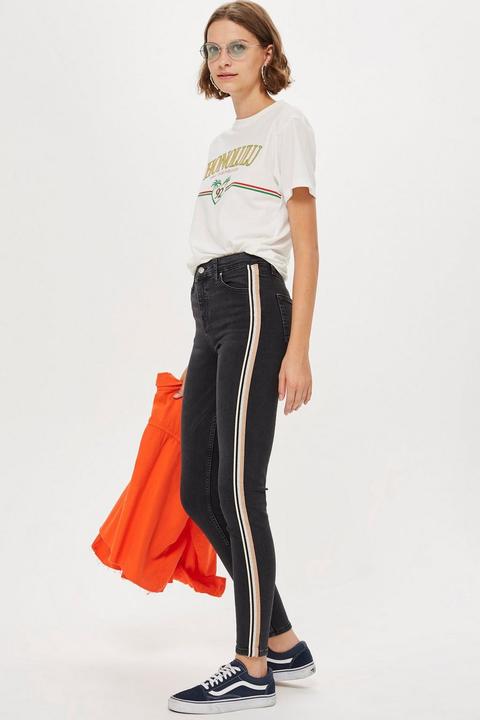 Washed Black Side Stripe Jeans