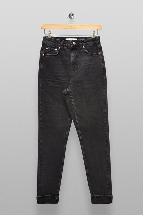 Washed Black Premium Mom Tapered Stretch Jeans