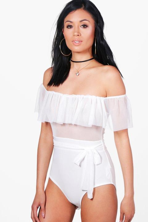 Zoe Mesh Ruffle Bodysuit