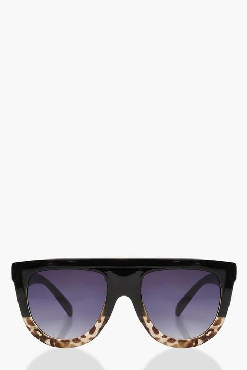 Leopard Oversized Flat Top Sunglasses