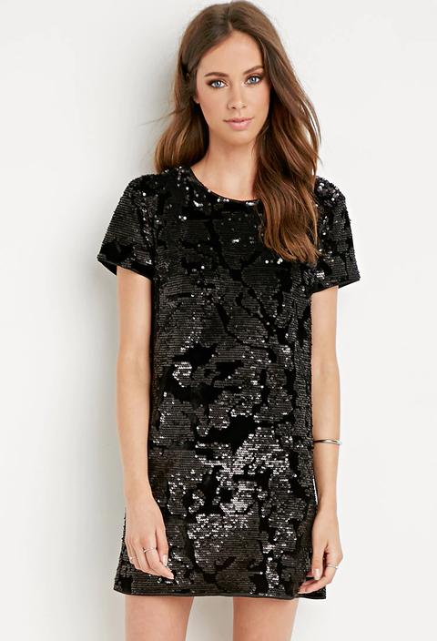 Sequined Velvet Shift Dress