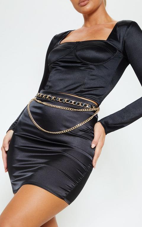 Gold Pu Plaited Chain Belt