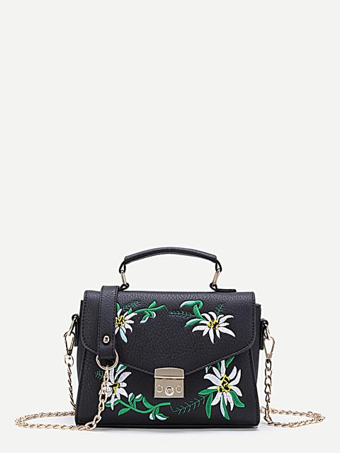 Flower Embroidery Chain Bag