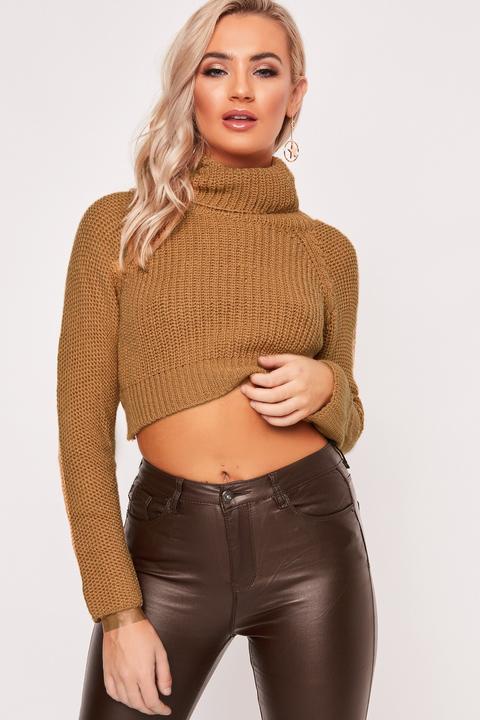 Gina Brown Roll Neck Cropped Jumper