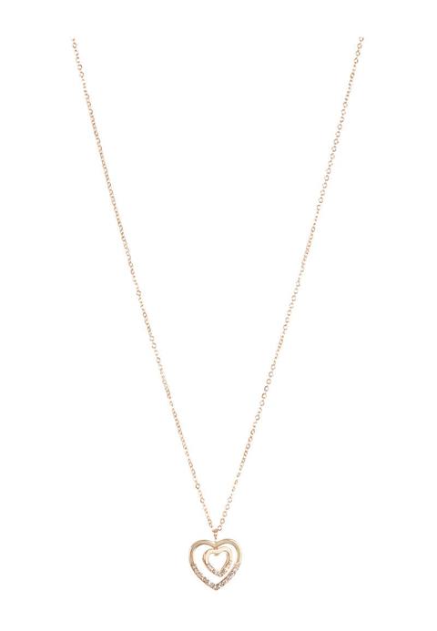 Womens Gold Double Heart Necklace