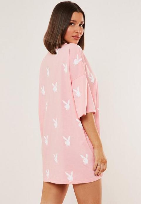 Playboy x missguided pink repeat print oversized best sale hoodie dres