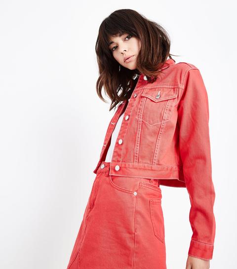 red contrast stitch denim jacket