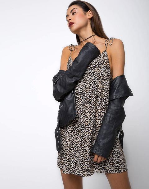 Elgia Slip Dress In Rar Leopard Brown