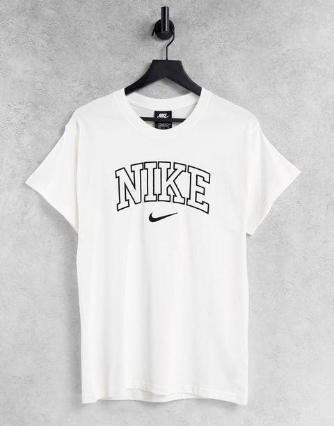 Nike Unisex Vintage Logo Oversized Boyfriend T-shirt In Off White