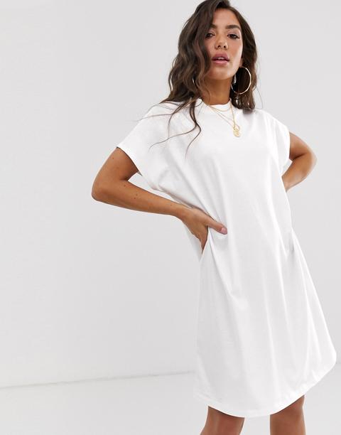 Asos Design - Vestito T-shirt Ampio - Bianco