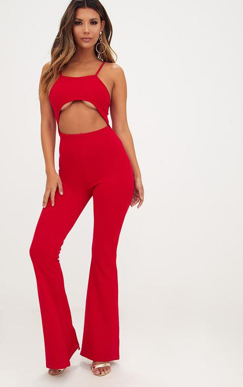 prettylittlething red jumpsuit