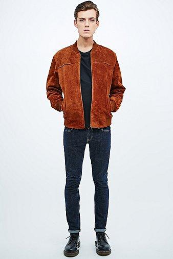 Urban Renewal Vintage Remnants Tan Suede Bomber Jacket