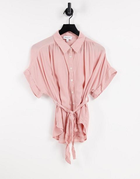 Camisa Abotonada Con Lazada En La Cintura De Gilli-rosa