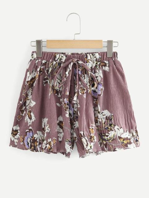 Shorts Con Stampa Floreale Con Coulisse In Vita