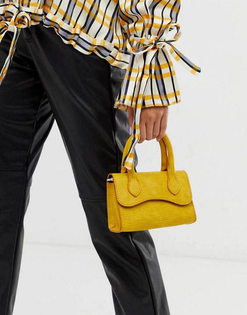 Asos Design - Petit Sac À Anses Avec Rabat Arrondi Et Bandoulière Amovible-jaune