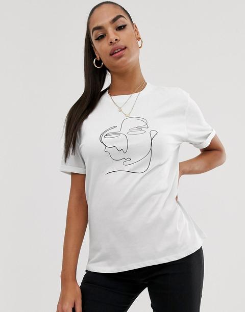 Na-kd - T-shirt Bianca Con Stampa Di Volto - Bianco