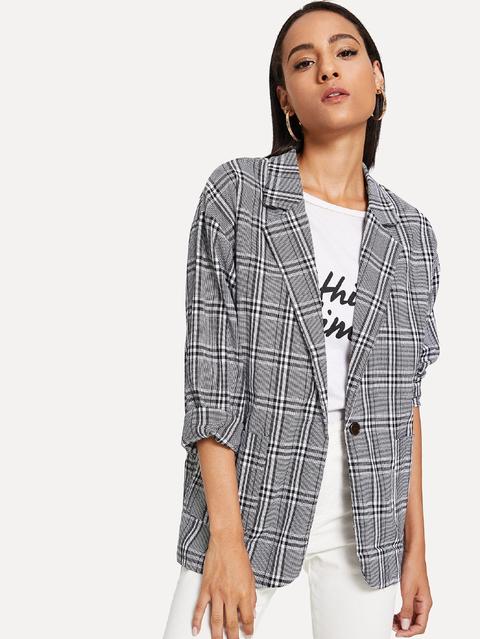 Dual Pocket Checked Blazer