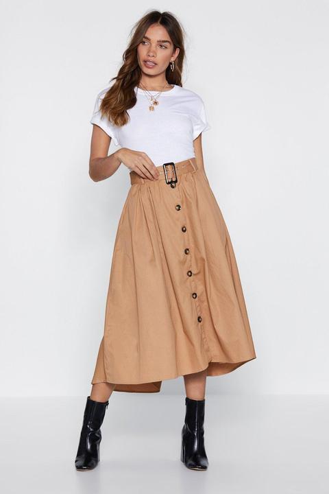 Button It Midi Skirt