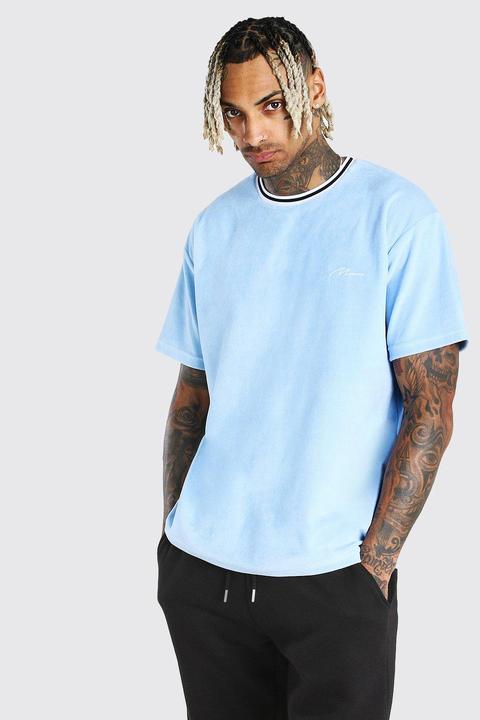 T-shirt En Voile Signature Man Homme - Bleu Clair - M, Bleu Clair