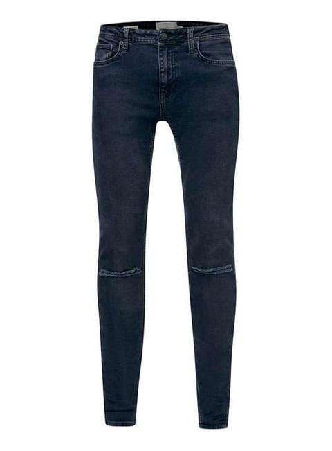 Dark Wash Blue Ripped Spray On Skinny Jeans