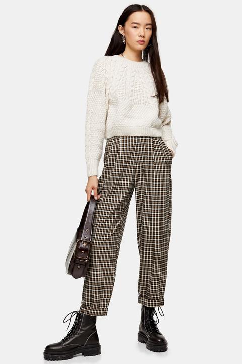 Womens Casual Check Tapered Trousers - Multi, Multi