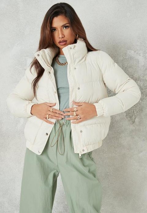 Cream High Neck Puffer Jacket, Cream