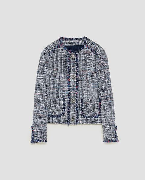 Giacca Tweed Bottone Gioiello