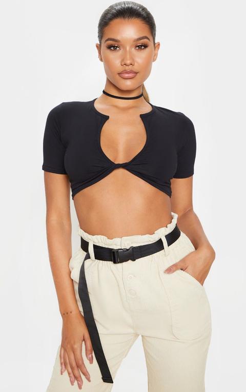 Black Twist Front Crop Top