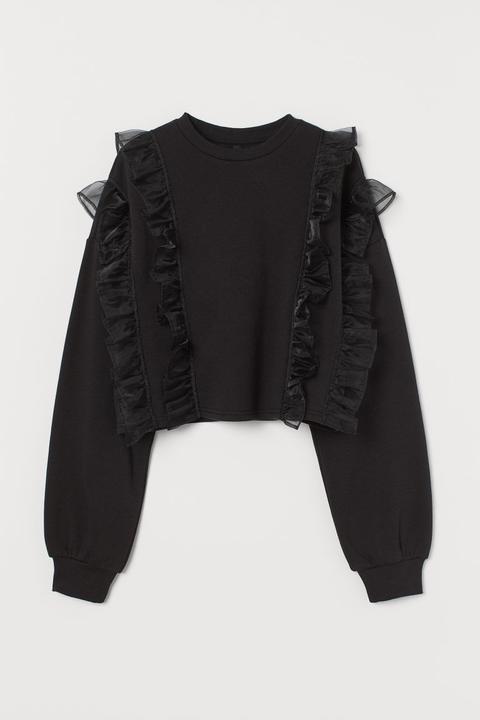 Sudadera Con Volante - Negro