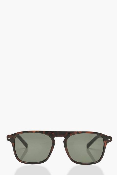 Tortoiseshell Bar Round Frame Sunglasses