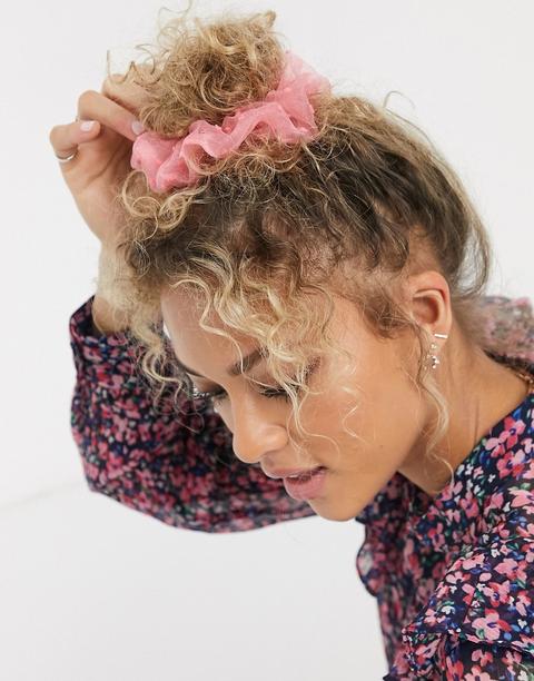 Pieces Hair Scrunchie In Sheer Pink