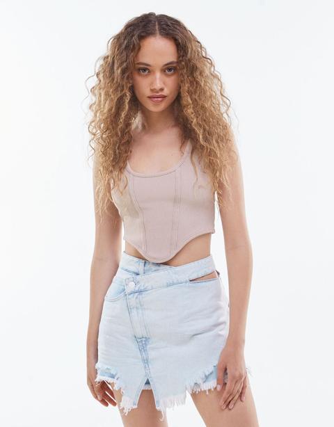 Skort Denim Bajo Desflecado